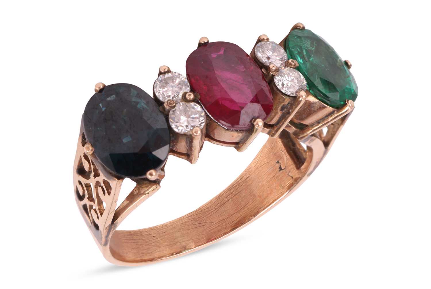 Lot A multi-gem half hoop ring, set with an...