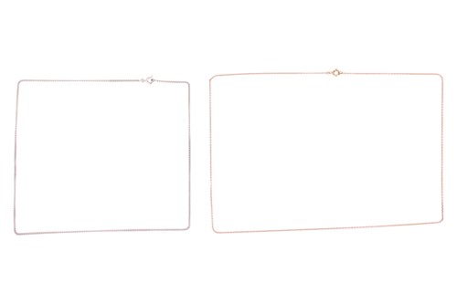 Lot 90 - Two chain necklaces; The first a curb-link...