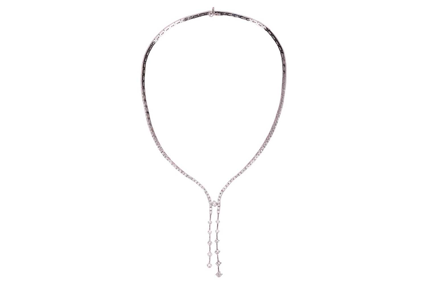 Lot A diamond-set necklace, comprising two...