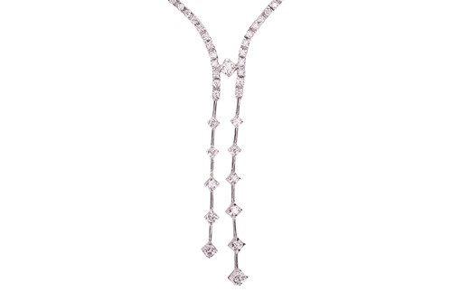 Lot A diamond-set necklace, comprising two...