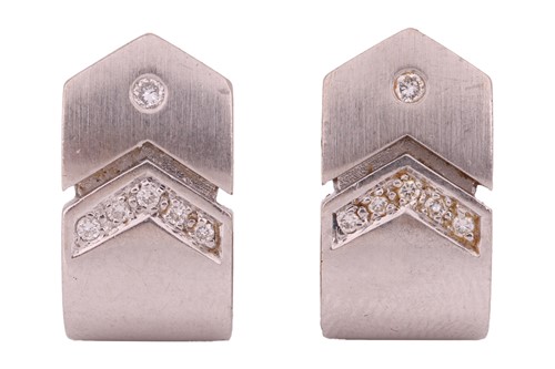 Lot A pair of diamond-set hoop earrings; of...