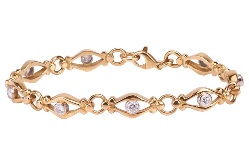 Lot A diamond-set fancy link bracelet in 18ct gold,...