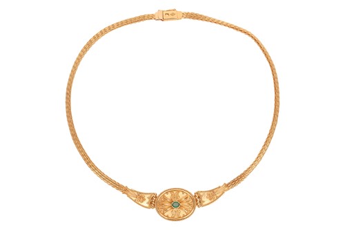 Lot An Etruscan-style necklace, the oval...