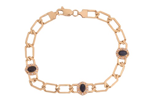 Lot 274 - A sapphire and diamond bracelet, the fancy...