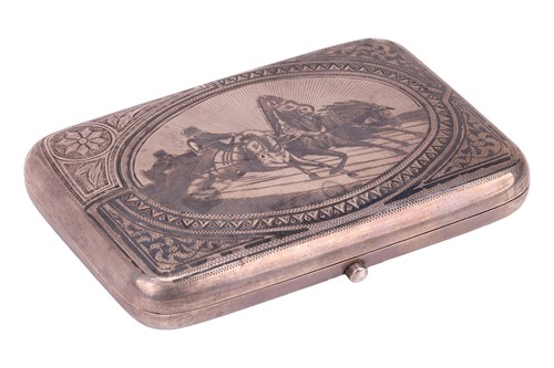 Lot 364 - Russian niello cigarette case, of rounded...