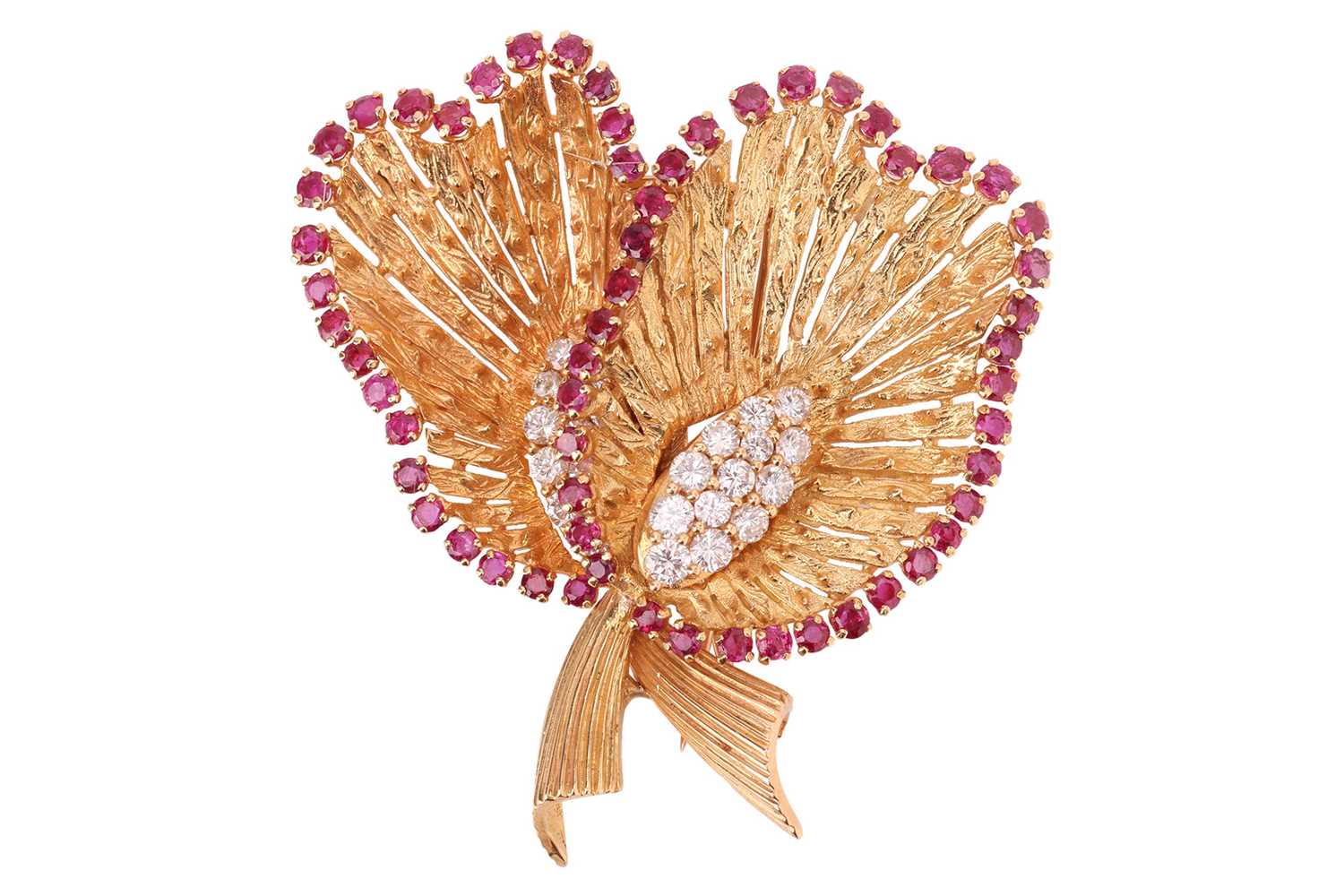 Lot A gem-set calla lily brooch, two stylised...