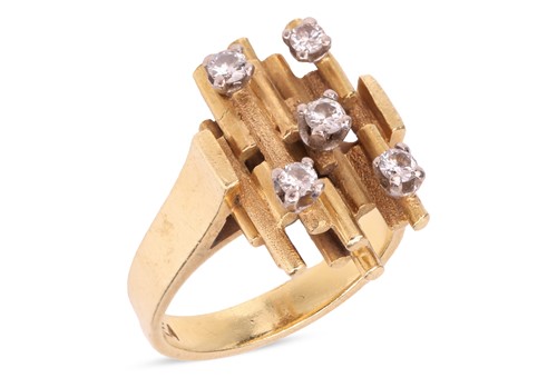 Lot 120 - A Modernist diamond-set dress ring, of...