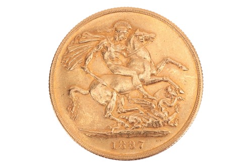 Lot 209 - An 1887 Queen Victoria double sovereign,...