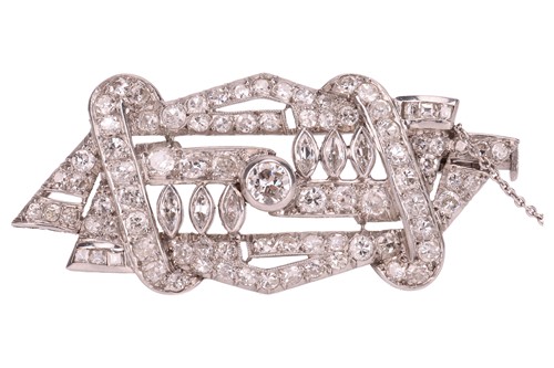 Lot 47 - A diamond brooch, of geometric and pierced...