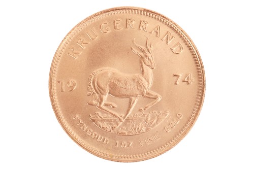 Lot 248 - A South African 1oz gold Krugerrand, dated 1974.