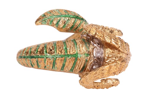 Lot 126 - A bangle and a ring of rams head motif design,...