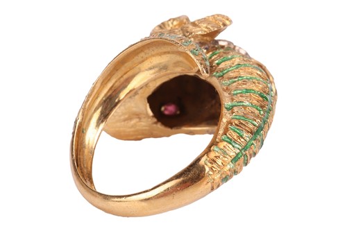 Lot 126 - A bangle and a ring of rams head motif design,...