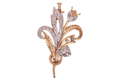 Lot 116 - A diamond-set brooch, of bi-coloured and...