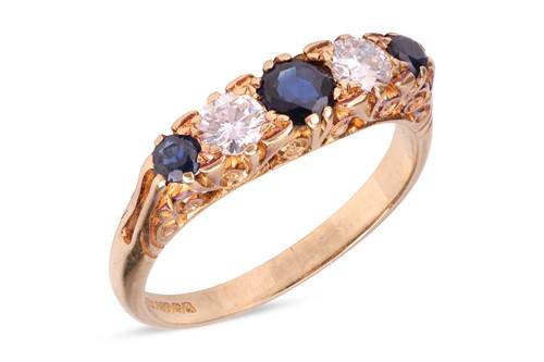 Lot 136 - A sapphire & diamond five-stone ring, the...