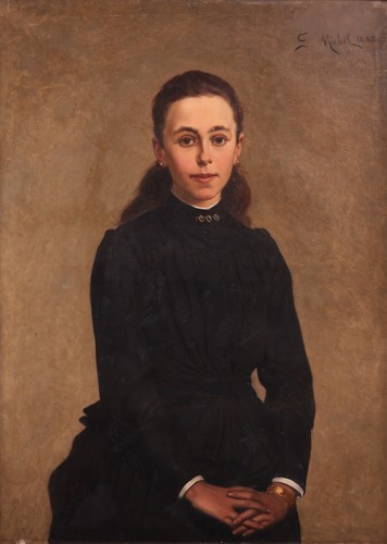 Lot 78 - G. Michel (Belgian, 19th century) Portrait of...