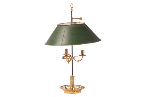Lot 137 - A bouillotte gilt metal table lamp, 20th...