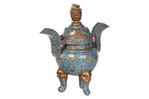 Lot A large Chinese gilt-bronze and cloisonné...