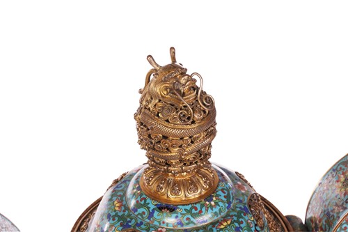 Lot A large Chinese gilt-bronze and cloisonné...
