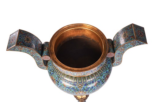 Lot A large Chinese gilt-bronze and cloisonné...