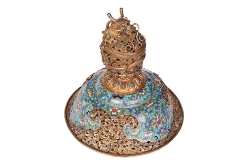 Lot A large Chinese gilt-bronze and cloisonné...
