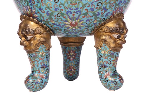 Lot A large Chinese gilt-bronze and cloisonné...