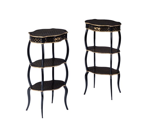 Lot 21 - A pair of Napoleon III ebonised and...