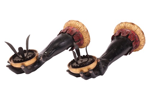 Lot 57 - A pair of large Venetian-style blackamoor wall-...
