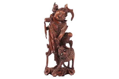 Lot 161 - A Chinese root carved figure, possibly Liu Hai,...