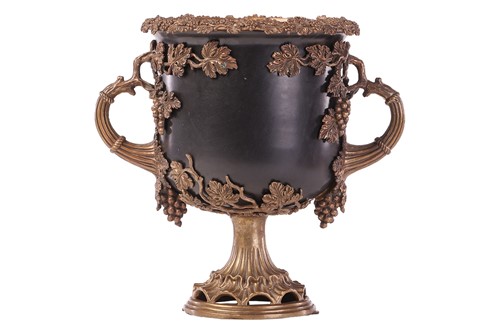 Lot 171 - A large ebonised pedestal wine cooler, 20th...