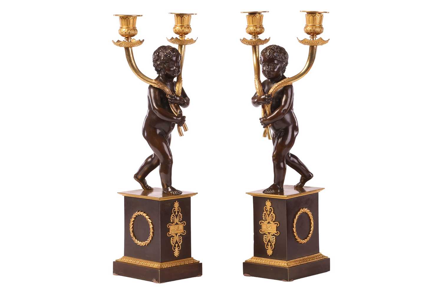 Lot 198 - A fine pair of French Empire-style bronze and...