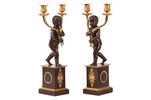 Lot 198 - A fine pair of French Empire-style bronze and...