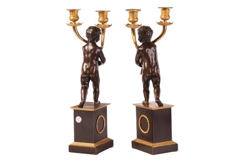 Lot 198 - A fine pair of French Empire-style bronze and...