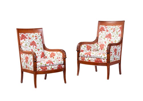 Lot 24 - A pair of Empire-style cherrywood armchairs,...