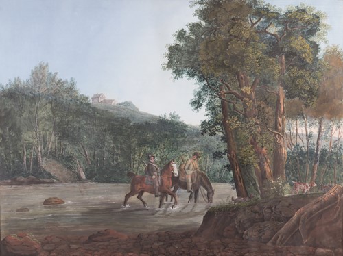 Lot 79 - Swiss School (19th century) Huntsmen on...