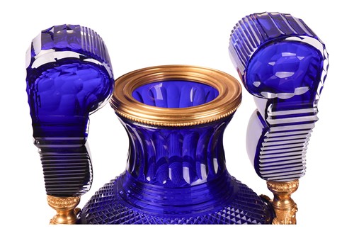 Lot 183 - A pair of large cobalt blue faceted and cut...