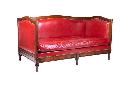 Lot 42 - A large contemporary mahogany frame sofa, with...