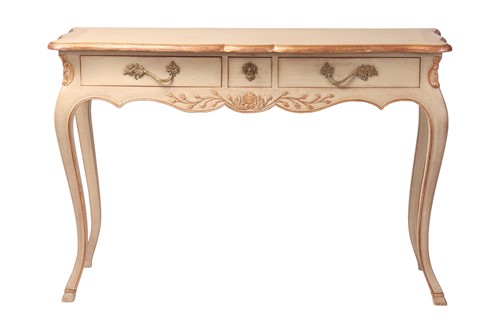 Lot 19 - A Louis XV-style green-painted side table with...