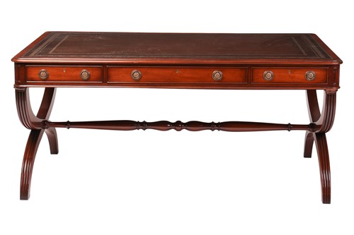 Lot 49 - A Regency-style three-drawer mahogany writing...