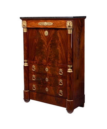 Lot 47 - An Empire style flame mahogany secretaire á...
