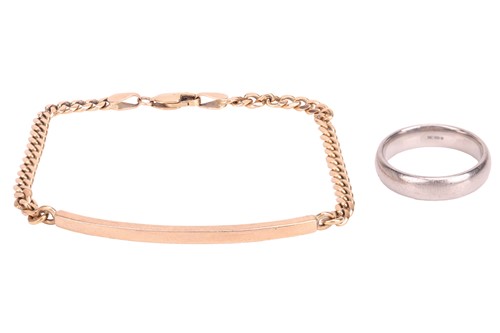 Lot 105 - A 9ct yellow gold ID bracelet, composed of a...