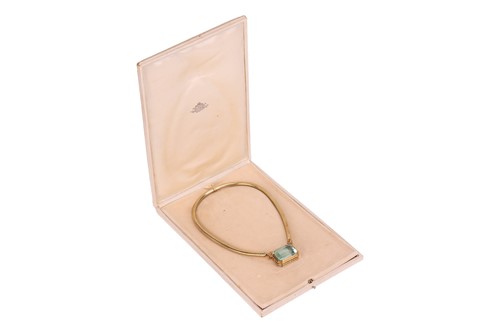 Lot A large aquamarine necklace, the octagonal...