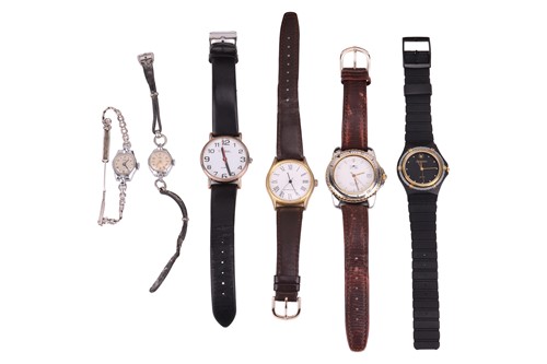 Lot 168 - A group of six wristwatches; to include two...