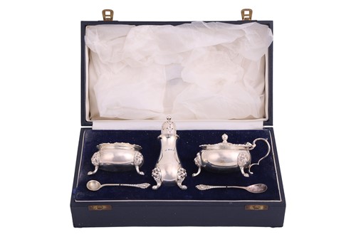 Lot 236 - A matched silver cruet set, with various...