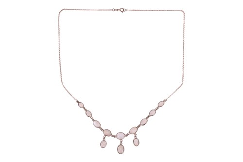 Lot 129 - A moonstone necklace, the cable-link chain...