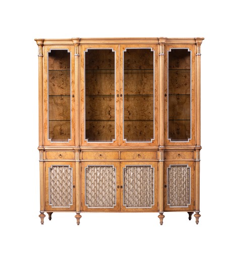 Lot 31 - A large walnut breakfront display cabinet, by...