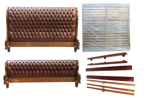 Lot 38 - A large mahogany and leather-mounted sleigh...