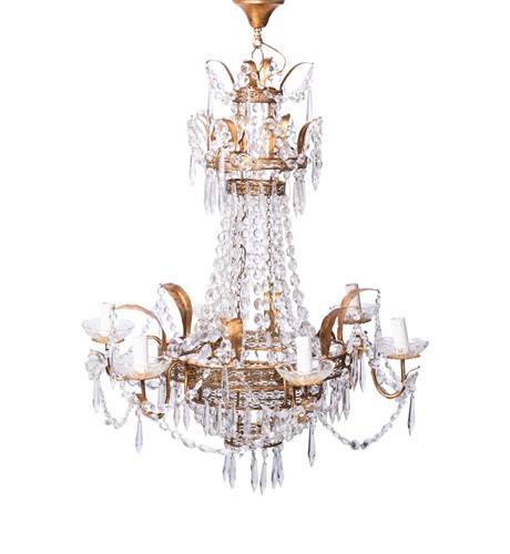 Lot 143 - A French-style gilt metal ceiling electrolier,...