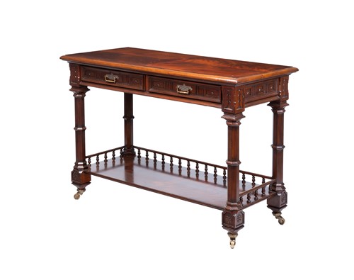 Lot 15 - A mahogany two-drawer console table, with...