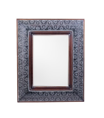 Lot 127 - A contemporary cushion-framed wall mirror,...