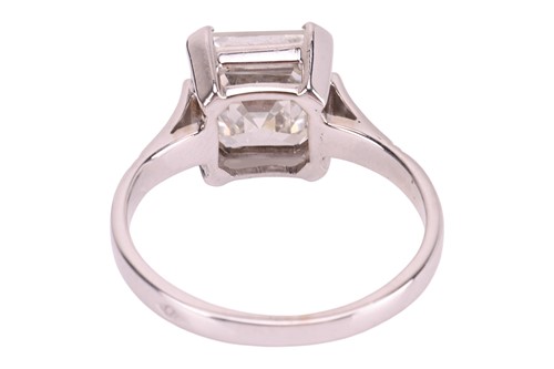 Lot A diamond single-stone ring, the Asscher-cut...